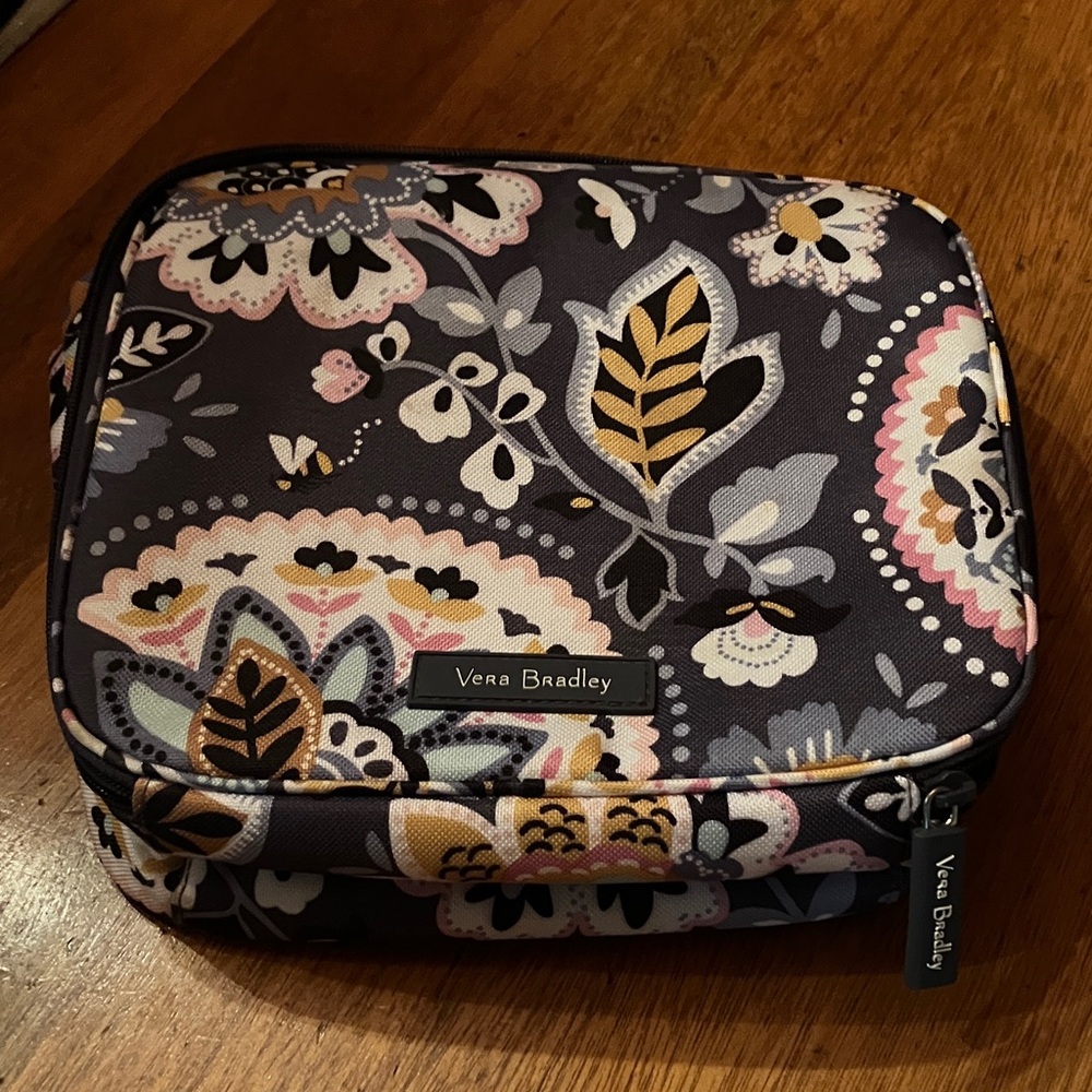 Vera Bradley Black and Yellow Floral paisley lunch tote